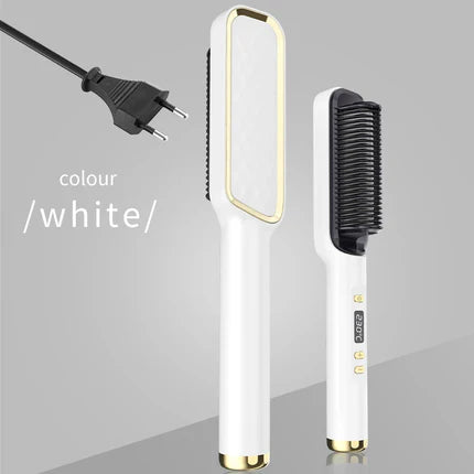 Heated straightening brush