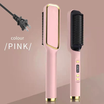 Heated straightening brush